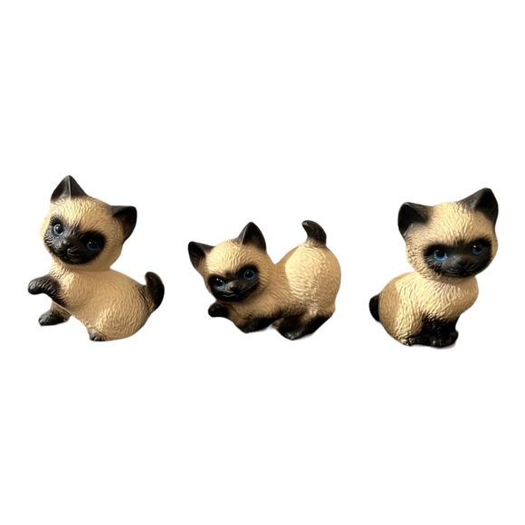 Lot of 3 Vintage Harvey Knox Siamese Kitty Cats Global Art Figurine - Picture 1 of 10